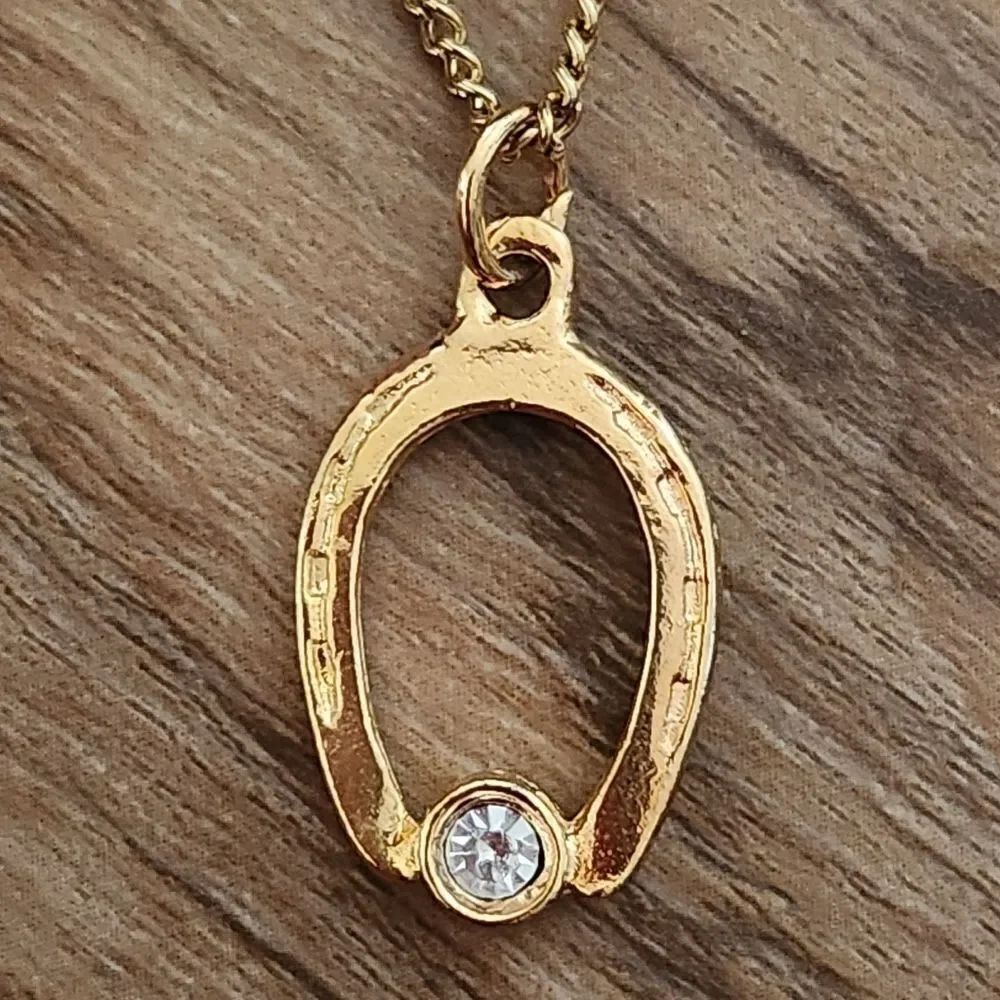 🔹️Gold Plated Horseshoe w/Rhinestone Pendant Necklace